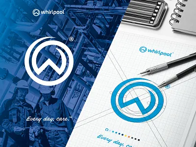 Whirlpool ® / Logo Geometry Anatomize blue branding creative design geometry identity illustration logo minimal texture typography vector