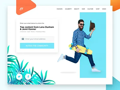 Fashion newsletter page capture fashion landing newslatter page photo screen social style ui webdesign website