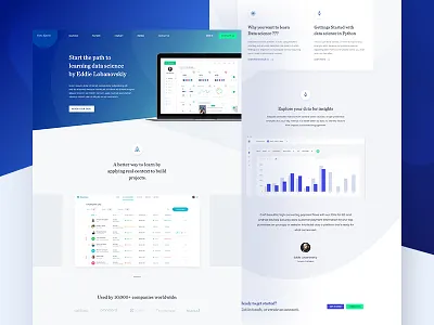 Data Science Landing Page Exploration angle design flat grid marketing menu portfolio print product science typography