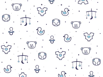 Icons-baby baby babysitters child cute duck illustration kids onesie pacifier pattern rattle