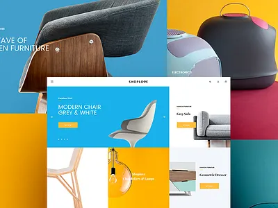 Shoplove colorful e commerce fashion modern psd shop store theme ui ux wedesign