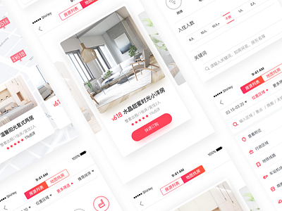 Travel short rent APP 09 app booking card clean coordinate location map rent room search travel icon