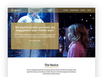 Atrium Landing Page cms engagement heritage home page landing page mobile app one page product page saas web design