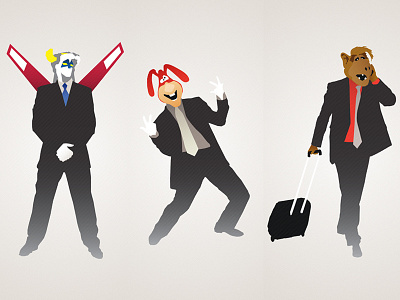 80s Pop Culture Icons Illustration alf businessman dominos pizza illustration line art noid pop culture voltron