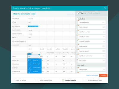 CSV Mapping chart csv dashboard data dropdown excel grid import interface map table ui
