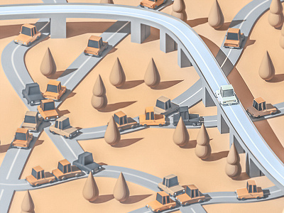 Traffic Jam 02 3d building city flat game illustration ios iso isometric lowpoly render traffic