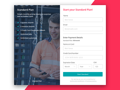 Signup Module app card details module payment plan project signup web app
