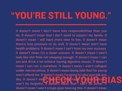 Bias bias blue color knockout poster red typography