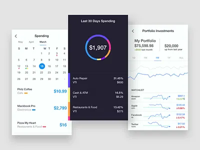 Finance / Mobile Design calendar cash finance investments mobile design money product design savings spending