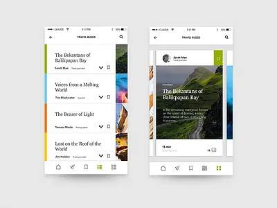 Travelers app blog feed ios travel ui