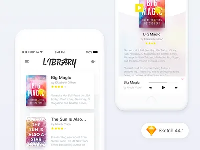 Books App Concept a book card clean ios sketch style ui ux