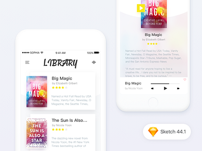 Books App Concept a book card clean ios sketch style ui ux