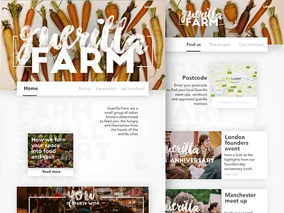 Guerilla Farm brand design brand development branding clean layout leeds minimal responsive design simple ui uk ux uxui web web concept web design