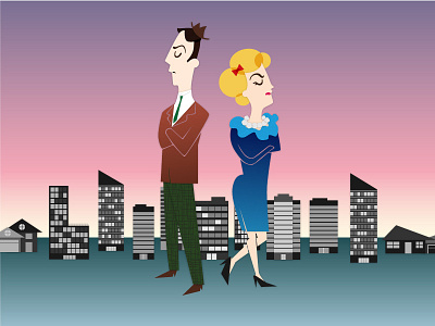 Mad Couple cartoon cityscape couples drawing mad people sequential