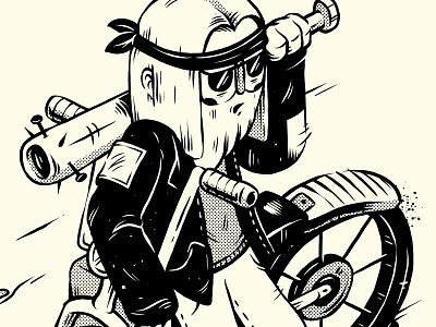 "Isometrically Badass" badass bike biker design graphic halftone illustration isometric jacket leather motorcycle texture