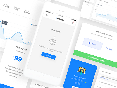 Uisumo : Download empty state & cards admin clients dashboard help desk invoice project report settings task management tickets uisumo webdesign