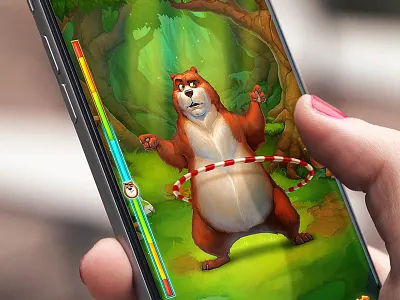 Hulabear Game UI animal app bear character environment forest game interface ios ui