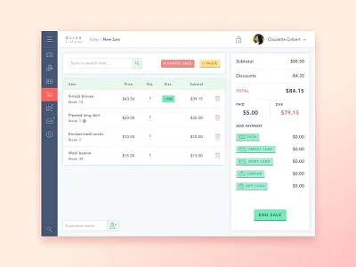 Point of Sale dashboard cashier commerce dashboard flat interface payment point of sale pos sales ui