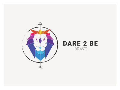 Dare 2 be Brave logo design flat geometric lion logo