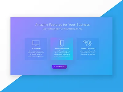 Amazing Features app button communication gradient icon product design responsive technology ui ux web web design