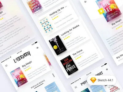 Books App Concept a book card clean ios popular sketch style ui ux