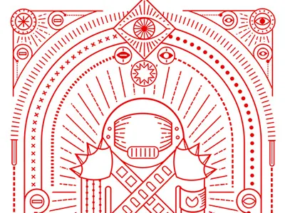 Warrior border decoration eye fighter icons line symbol universe warrior