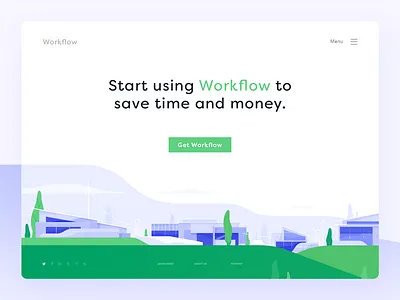 Footer illustration with @Ettrics (part 2) character download footer freebies house illustration ios landscape nature noise stroke web