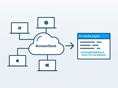 Illustration for BrowserStack Console Logs API blue browserstack illustration onboarding ui
