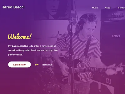 Jared Bracci Home Revisit gradient homepage musician pink purple wordpress yellow
