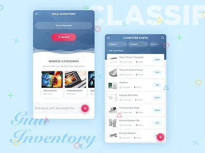 Gulu Inventory - Classified App Design classified classified app classified mobile apps gulu inventory inventory app listing mobile app