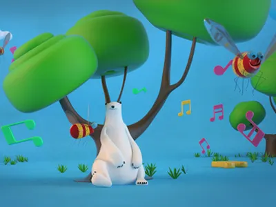 The White Bear bear bee cartoon music terr the white