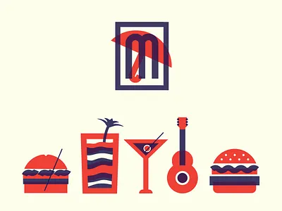 The Mont Branding americana badge bar branding food grill guitar icons logo menu music restaurant
