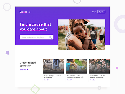 Causes - Charity Website UI charity homepage landing page ngo ui uidesign uxdesign web website