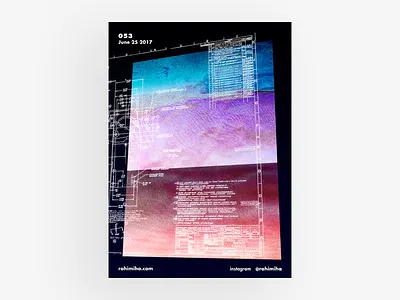 Day 053 blue blueprint daily gradient graphic design poster