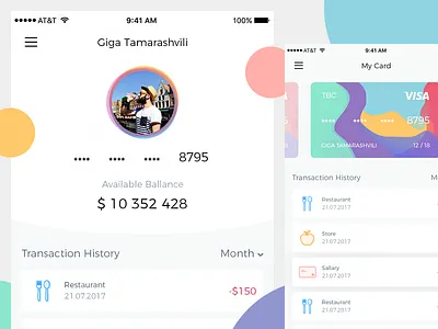 Mobile Bank UI app bank banking color finance graph ios mobile money ui