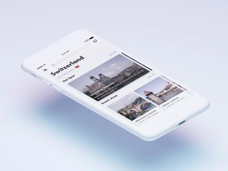 Travel App Dynamic Demo app card concept find flow ios11 social travel ui navigation