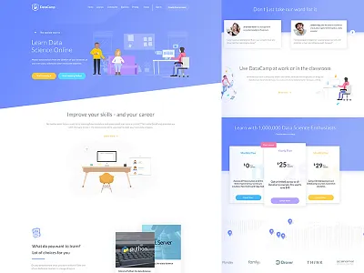 Landing Page Design course data education landing page simple study web website white
