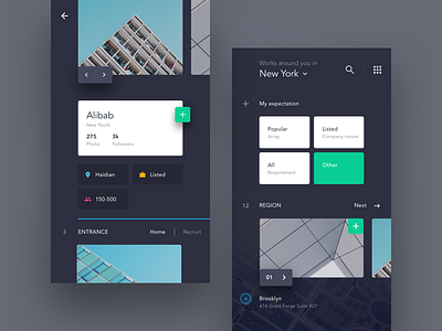 UI exercises #1/100 Recruitment App app blog clean colors grid minimalism，browser type typography