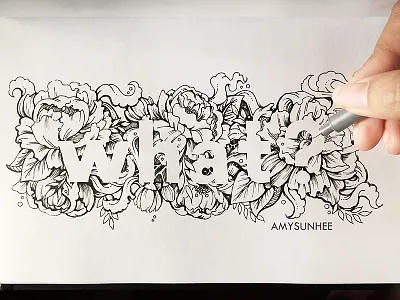 what? design flowers graphic design hand drawn hand lettering illustration lettering marker peony sketch typography
