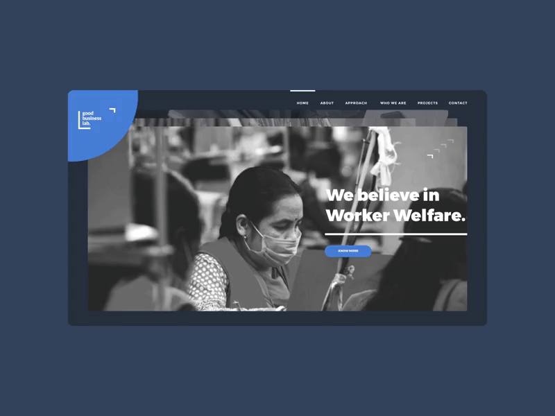 Good Business Lab Concept aftereffects carousel interaction landing minimal principle sketch uiux web