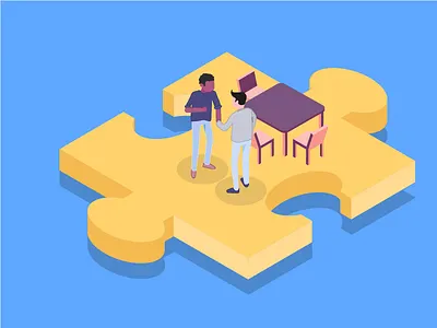 Isometrics illustration for Collaborations icons illustrations isometric storytelling ux vector