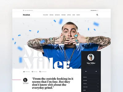 Pitchfork Artist Profile Concept article artist cards design editorial page profile sketch typography ui web