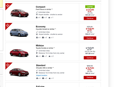 Car Results List Re-design (web) design ui