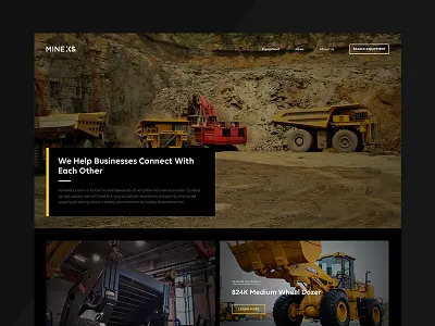 MineXS heavy equipment homepage minexs mining visual design web