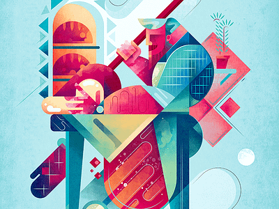 The Baker baker color food geometric illustration kitchen lifestyle male texture watercolor