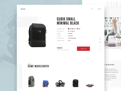 pinqponq Single Product Page bags interface layout photo pinqponq typography ui ux website white