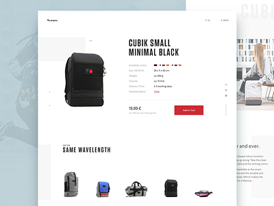 pinqponq Single Product Page bags interface layout photo pinqponq typography ui ux website white