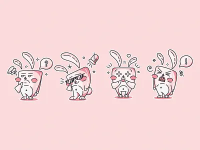 FunnyBunny bunny character cute emoji emoticons funny illustration pack set stickers