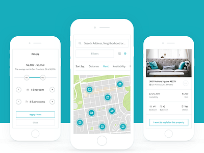 Discover Properties Mobile app applicant application discover intellirent map properties property rent search ui web