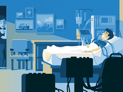 Hospital scene bed health hospital ill illustration lighting medical mood sad sick